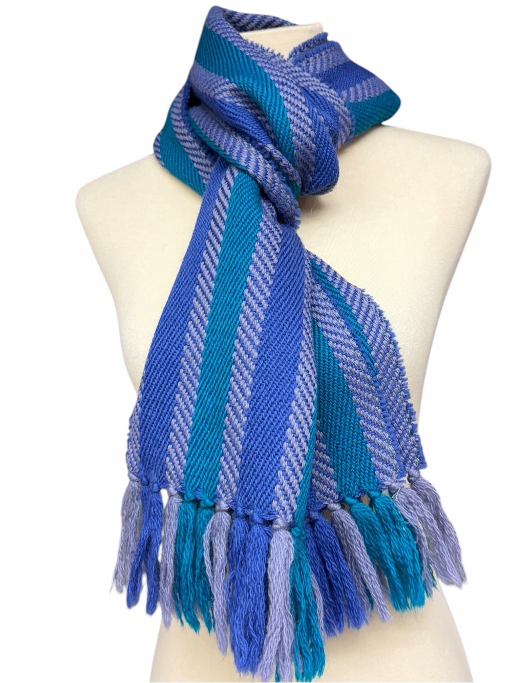 Nomadic Traders 100% Wool Striped Woven Scarf Made in Uruguay
